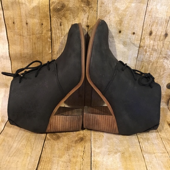 Toms Lunata Lace Up Black Metallic Ankle Bootie Boots Shoes Size 8.5 - Picture 6 of 12